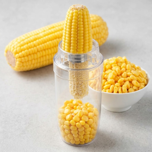 Korakuna Corn Peeler with Bowl - Professional Corn Kerneler & Cob Stripper - Stainless Steel Serrated Blade for Fast & Mess-Free Cutting - Easy Corn Kernels Remover Kitchen Tool