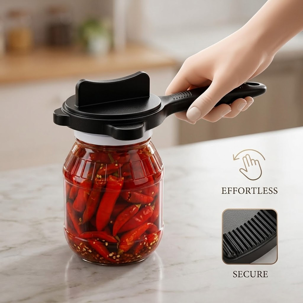 Korakuna 4-in-1 Adjustable Jar Opener Set - Multi-Functional Can & Bottle Opener for Seniors with Arthritis - Effortless Lid Remover Tool for Weak Hands and Elderly - Essential Kitchen Gadget
