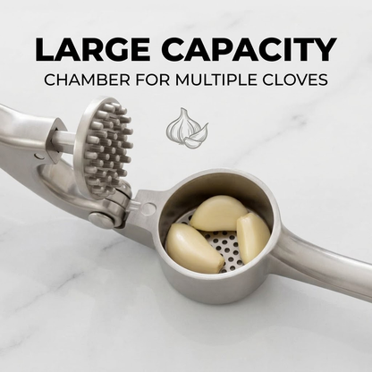 Korakuna Premium Stainless Steel Garlic Press Set - Ergonomic Professional Garlic Crusher with Silicone Peeler and Cleaning Brush - Rust-Proof & Dishwasher Safe