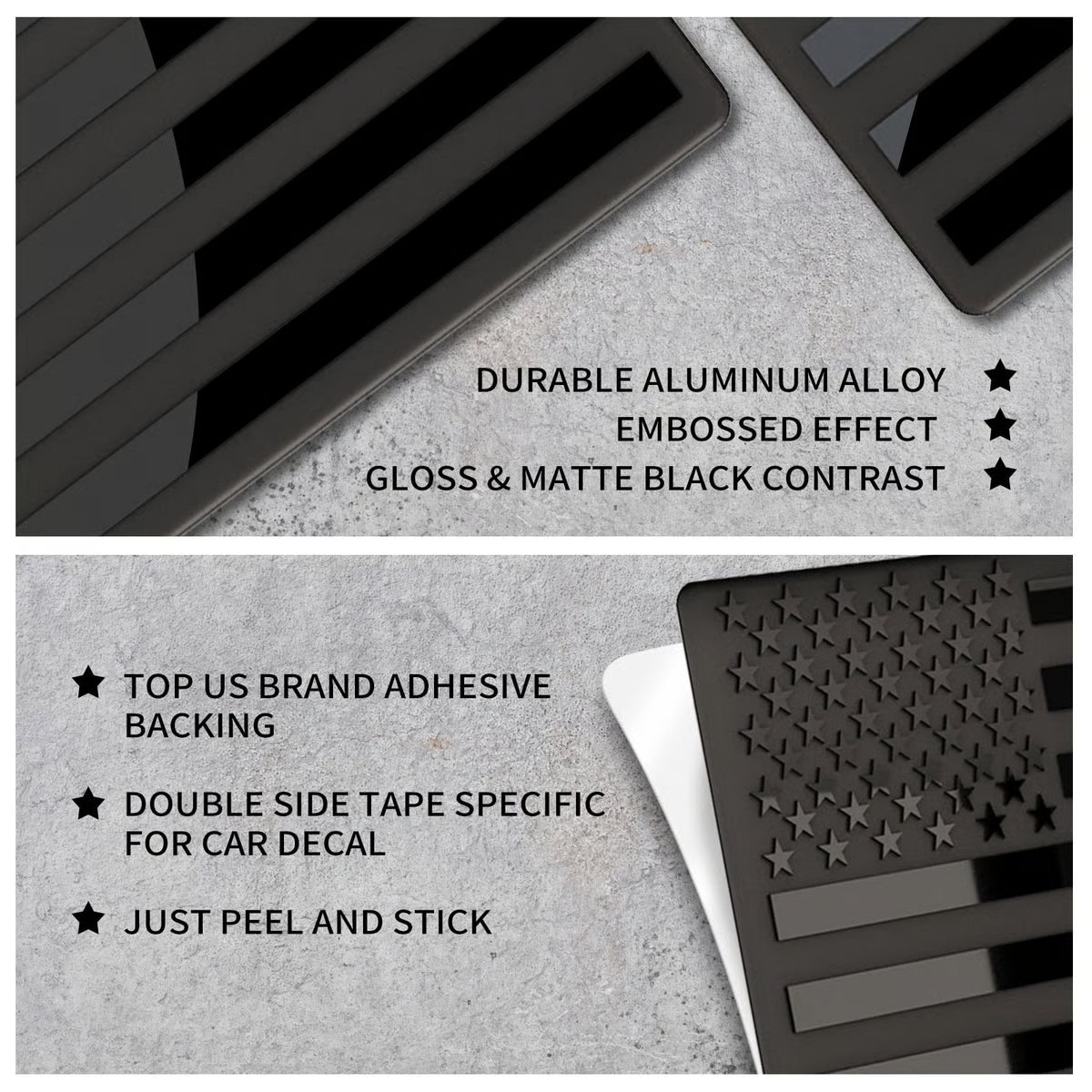 Americanblossomlinens® 3D American Flag Emblem Decal - Aluminum Alloy Material (Not Plastic)