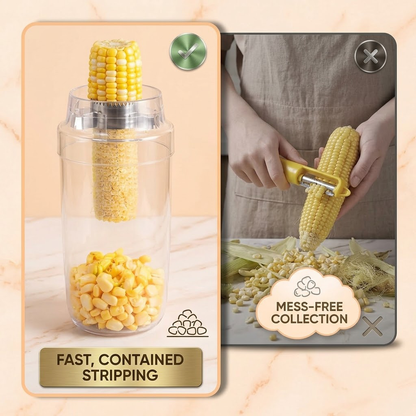 Korakuna Corn Peeler with Bowl - Professional Corn Kerneler & Cob Stripper - Stainless Steel Serrated Blade for Fast & Mess-Free Cutting - Easy Corn Kernels Remover Kitchen Tool
