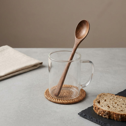 Korakuna 2-Pack Long Handle Wood Spoons, 7.8-inch Small Wooden Spoons for Honey and Coffee, Stirring and Eating Spoons, Versatile Kitchen Utensils